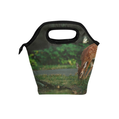

Lunch Bag Foraging Deer Tote Travel Picnic Insulated Handbags Portable Zipper Lunch Bag Box