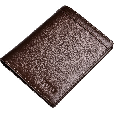 

POLO men litchies pattern to fight money chuck head layer of leather short paragraph wallet 020612 coffee color vertical section