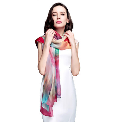 

Jingdong Supermarket] Ms. Bao Shengxiang silk scarf chiffon lengthened scarf air conditioning shawl dual-use scarf blue rose s9123