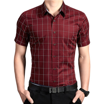 

Men Dress Plaid Shirts New 2016 Spring Summer Fashion Men Short Sleeves Men Shirts High Quality Men Shirt Plus Size 5XL Hot Sale