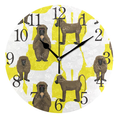 

Wall Clock Arabic Numerals Design Baboon Cartoon Round
