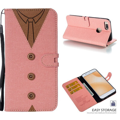 

MOONCASE Millet Mi A1 Mi 5X stitching embossed mens leather case - powder
