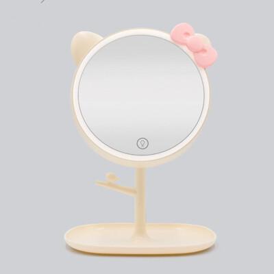 

New KT makeup mirror USB charging folding desk mirror with LED makeup mirror lamp