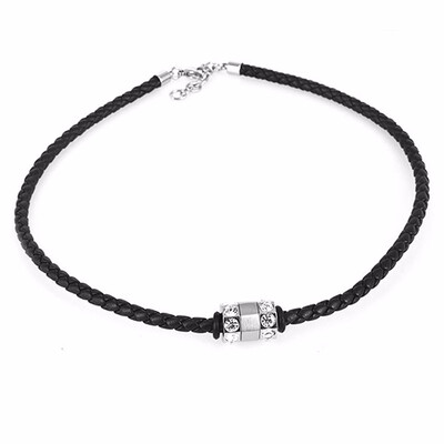 

Rolling Stone Black Thick Leather Wire Necklace Chain