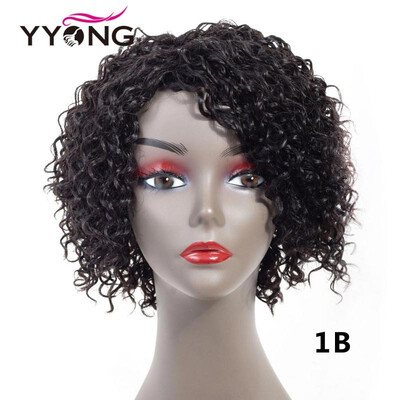 

YYONG Deep Wave Natural Weave Short Wigs Brazilian Hair Wig Short Human Hair Wigs For Black Women Bob Wig