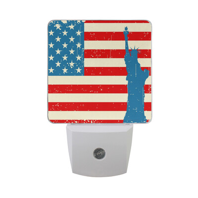 

ALAZA LED Night Light With Smart Dusk To Dawn SensorThe Statue Of Liberty With American Flag Plug In Night Light