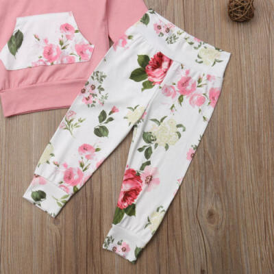 

Infant Newborn Baby Girl Floral Hooded Tops Pants Leggings 2Pcs Outfits Clothes