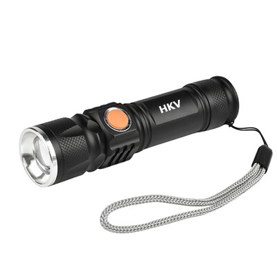 

HKV XML-T6 6000K Portable Light Mini USB Flashlight LED Torch Rechargeable 3 Mode