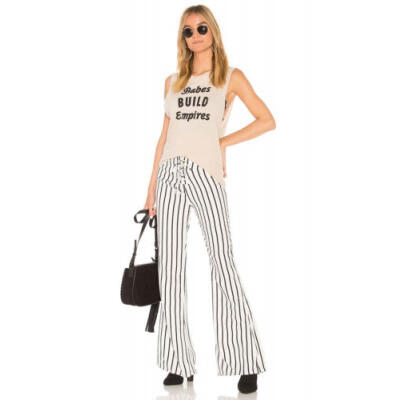 

Fashion Women Palazzo Pants Stripe High Waist Casual Wear Wide Leg Loose Trouser