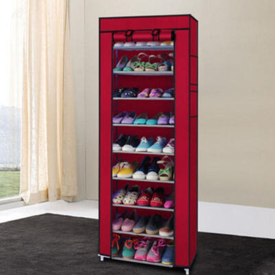 

10layers Canvas Non Woven Adjustable Shoe Rack Cabinet Standing Storage Organise