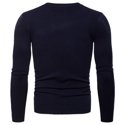 

AOWOFS European code mens round neck sweater Amazon foreign trade solid color long-sleeved mens knit bottoming shirt YM005