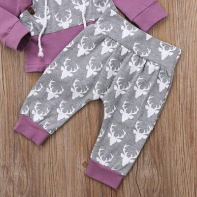 

Baby Boys Gril Clothes Blouse Hoodie Hooded Tops Romper Pants Infant Outfits Set