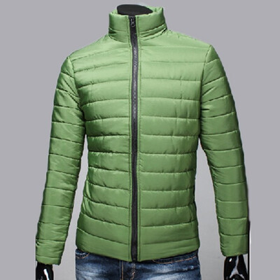 

Mens Fashion Pure Color Stand Collar Long Sleeve Breathable Casual Zipper Cotton-Padded Jacket
