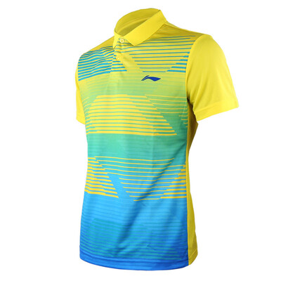 

Li Ning LI-NING Бадминтон Мужская футболка с короткими рукавами Одежда дышащая быстросохнущая L-код