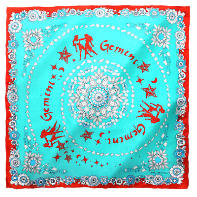 

Mario Gucci (MARJA KURKI) constellation scarves Gemini mulberry handmade curling new European and American wind small square 1Z114056