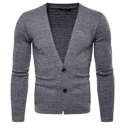 

AOWOFS Europe code new foreign trade mens slim knit cardigan V-neck sweater bottoming shirt spot wholesale YM009