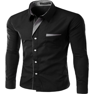 

New Arrivals Europe Size Men Shirts Slim Fit Solid Long Sleeve British Style Cotton Mens Shirt