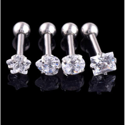 

Silver Labret Stud Crystal Cartilage Piercing Tragus Earrings Lip Ring