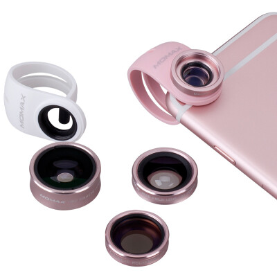 

MOMAX X-Lens 4-in-1 Elite Mobile Phone Lens Set 120 ° Wide Angle + 15X Macro +180 Fisheye + CPL Polarized Rose Gold