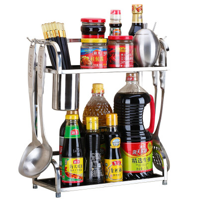 

Kitchen (maxcook) kitchen racks stainless steel double-decker bottle rack with hook chopsticks tube MC2033