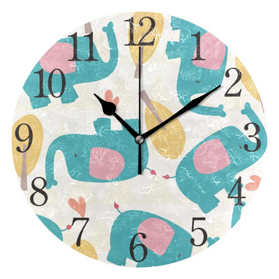 

Wall Clock Little Elephant Round Wall Clock Arabic Numerals Design