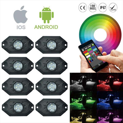 

8PCS Car 4X4 Rock Lamp RGB LED Bluetooth Music Control Toyota LED Rock Light Parts