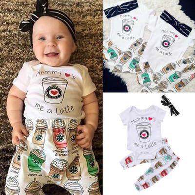 

Newborn Baby Girls Boys Romper Bodysuit Pants Leggings 3Pcs Outfits Set Clothes