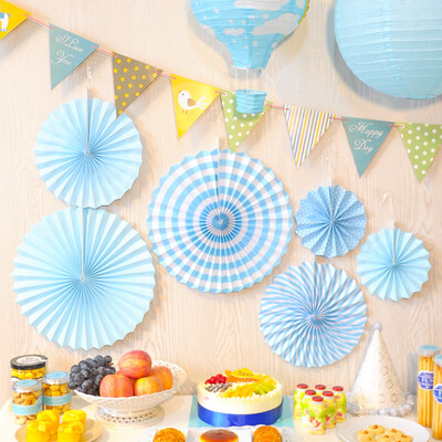 

Dome recalls 6 pieces of wedding supplies paper flower arrangement wedding ceremony childrens birthday party wedding shopping mall decoration paper flower fan activity arrangement supplies dress up paper pull flower blue