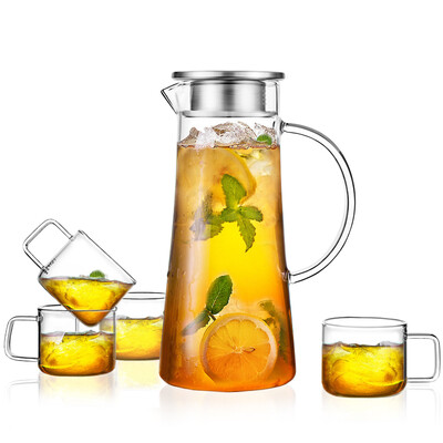 

Jingdong supermarket] green beads lvzhu large capacity 1200ml stainless steel cover double filter mouth straight cup height borosilicate heat resistant riot glass flower tea juice hot drink cold water bottle L613