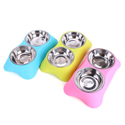 

Pet products stainless steel anti-skid dual purpose pet dog bowl cat basin double bowl pet food tableware