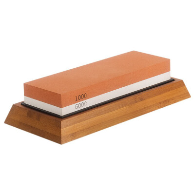 

UpperX Deluxe Sharpening Stone 2-IN-1 Whetstone with Angle Guide & Non-Slip Bamboo Base 10006000