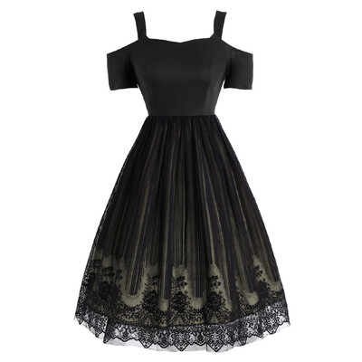 

Vintage Lace Panel Overlay Dress