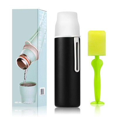 

480ML Thermos Water Bottle Insulate Vacuum Termos Stainless Steel Drink Bottle Outdoor Sport Portable Kettle with Lid Brush Gift
