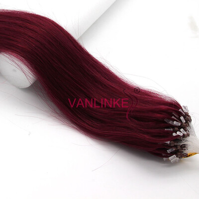 

Micro Ring Beads Easy Loop Tip Womens Human Hair Extensions Straight 100s 18" Burg