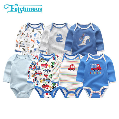 

7PCS Long Sleeve Cotton 0-12M Baby Boys Clothes Newborn Unicorn Print Baby Girls Clothes Cartoon Bodysuits One-Pieces Babywear