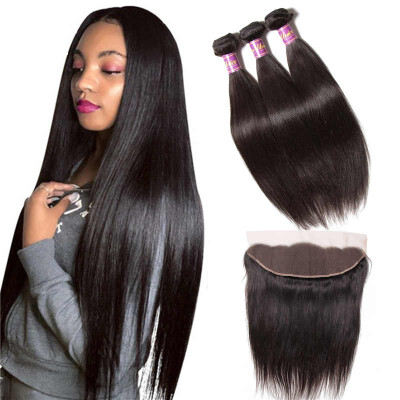 

Unice Hair Icenu Series Peruvian Straight Hair 13x4 Lace Frontal Closure With 3 Bundles Human Hair