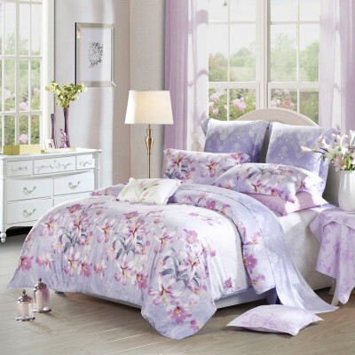 

Mercury Home Textiles Cotton Satin Printed Bed Four Piece Moonlight Lily Bed Set Bed Sheets 15m Bed