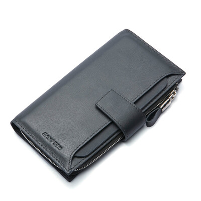 

Haotton HAUT TON couple wallet long wallet business casual men&39s hand Baotou layer of leather multi-card package QB102 dark gray