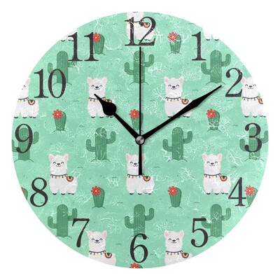 

Wall Clock Alpaca Smile Round Wall Clock Arabic Numerals Design