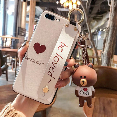 

For iPhone  MAX Phone Cases 2018 new Arrival Fashion Covers Soft TPU With Wristband Kickstand Hand rope Small Bear case