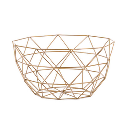 

UpperX New Nordic Storage Baskets Gold Metal Art Snacks Candy Fruit Basket for Living Room Desktop Kitchen Organizer Basket