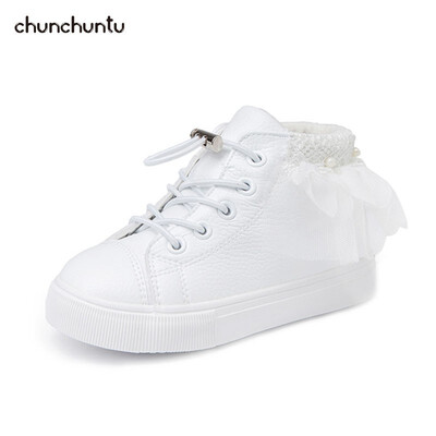 

chunchuntu 2018 Winter Children Fashion Sport Trainer Baby Girl Brand High Top Sneaker Toddler Pu Leather Shoe Black 3789