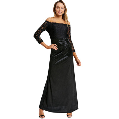 

Off The Shoulder Draped Maxi Evening Dress