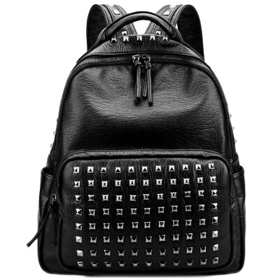 

Each degree MEIDU new Korean rivet shoulder bag casual leather fashion ladies backpack MWB150773 black