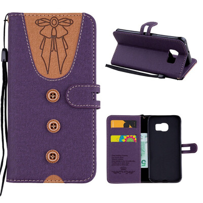 

MOONCASE Samsung Galaxy S6 Edge stitching embossed womens leather case - purple