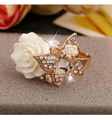 

Rose ring ethnic style butterfly ring vintage Bohemian hand ornament