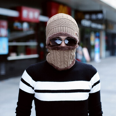 

Autumn&winter add fleece cover hat men knitting hat neck two sets of winter ear protector parent-child wool hat