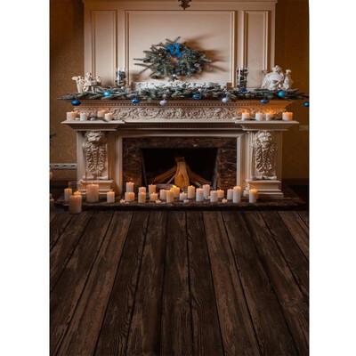 

Xmas Carved Fireplace Photo Backdrop 57FT Vinyl Fabric Cloth Digital Printing Photo Background st-625