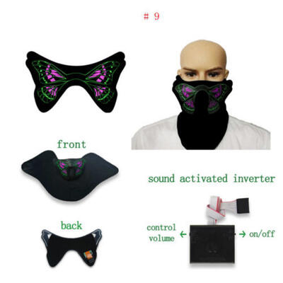 

USA STOCK LED Luminous Flashing Face Mask Party Masks Light Up Dance Cosplay