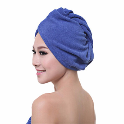

Fashion Women Absorbent Microfiber Towel Turban Hair-Drying Shower Caps Ponytail Holder Bathing Cap Bathrobe Hat